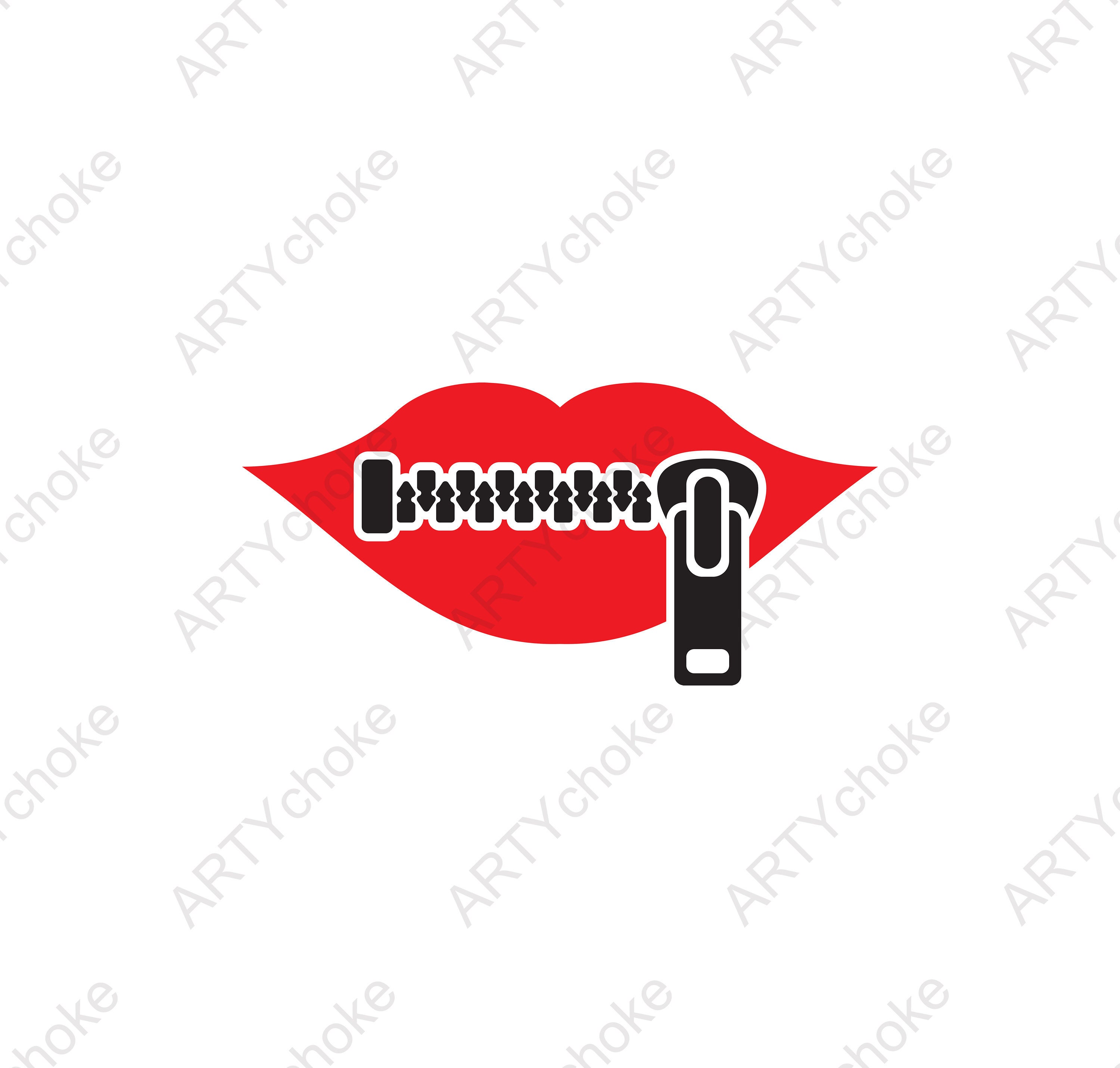 Zipper mouth. Files prepared for Cricut. SVG Clip Art. Digital Etsy