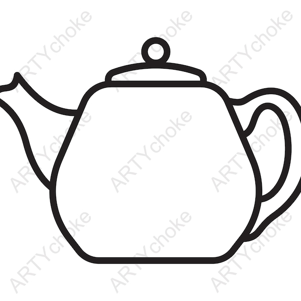Tea pot. Files prepared for Cricut. SVG Clip Art. Digital file available for instant download (eps, svg, pdf, dxf, png, jpeg)