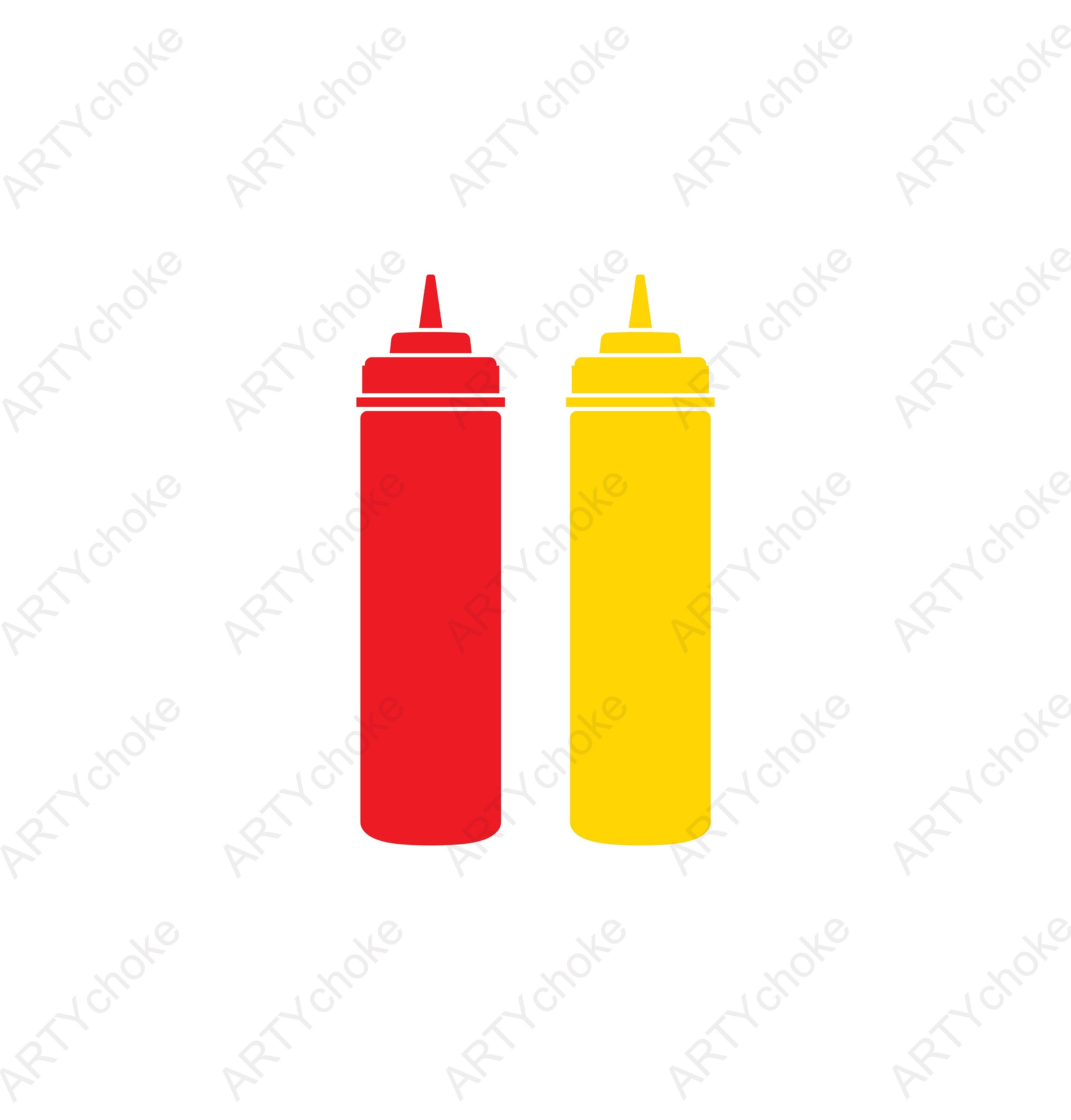 Ketchup and mustard. Files prepared for Cricut. SVG Clip Art. Etsy