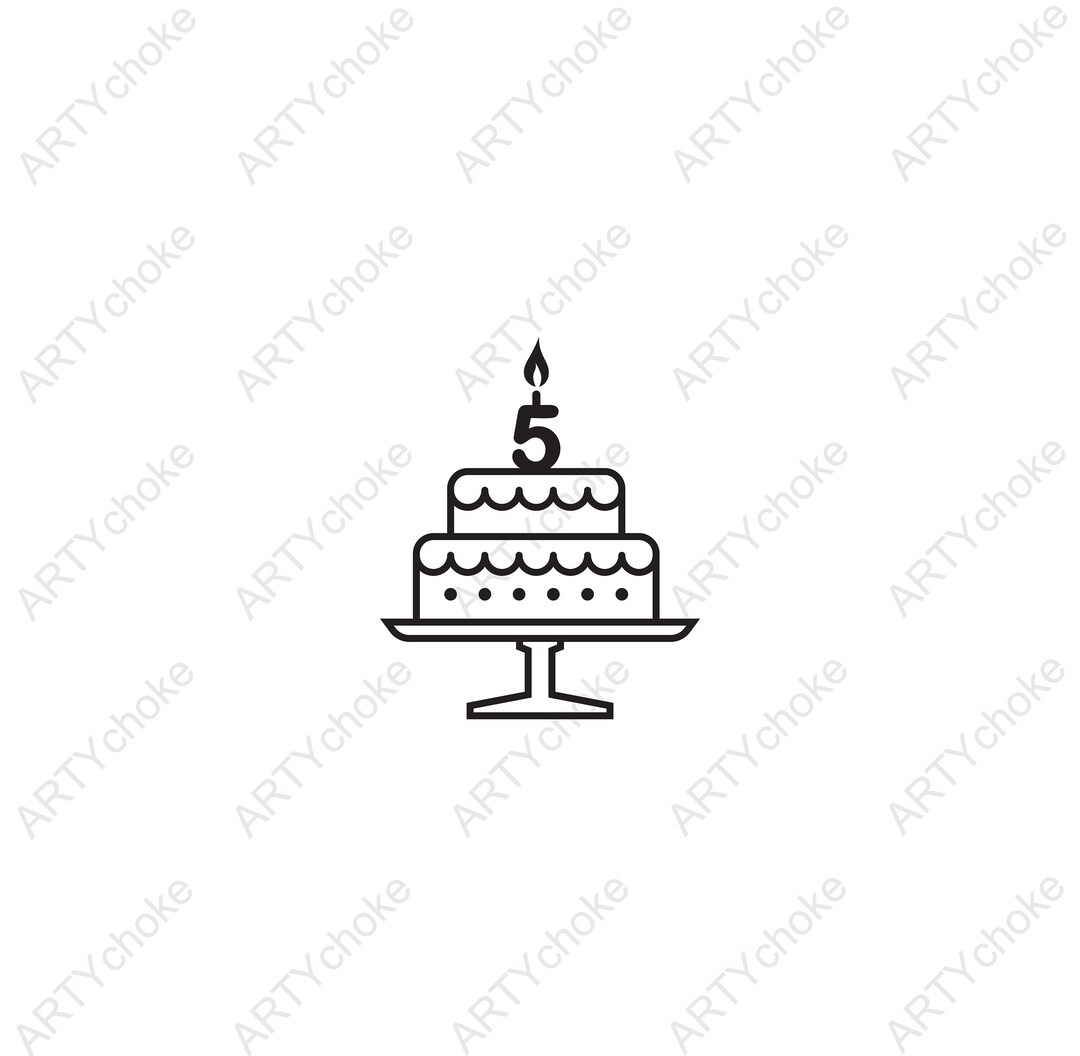 Birthday Cake. 5th Birthday. Files Prepared for Cricut. Digital File ...