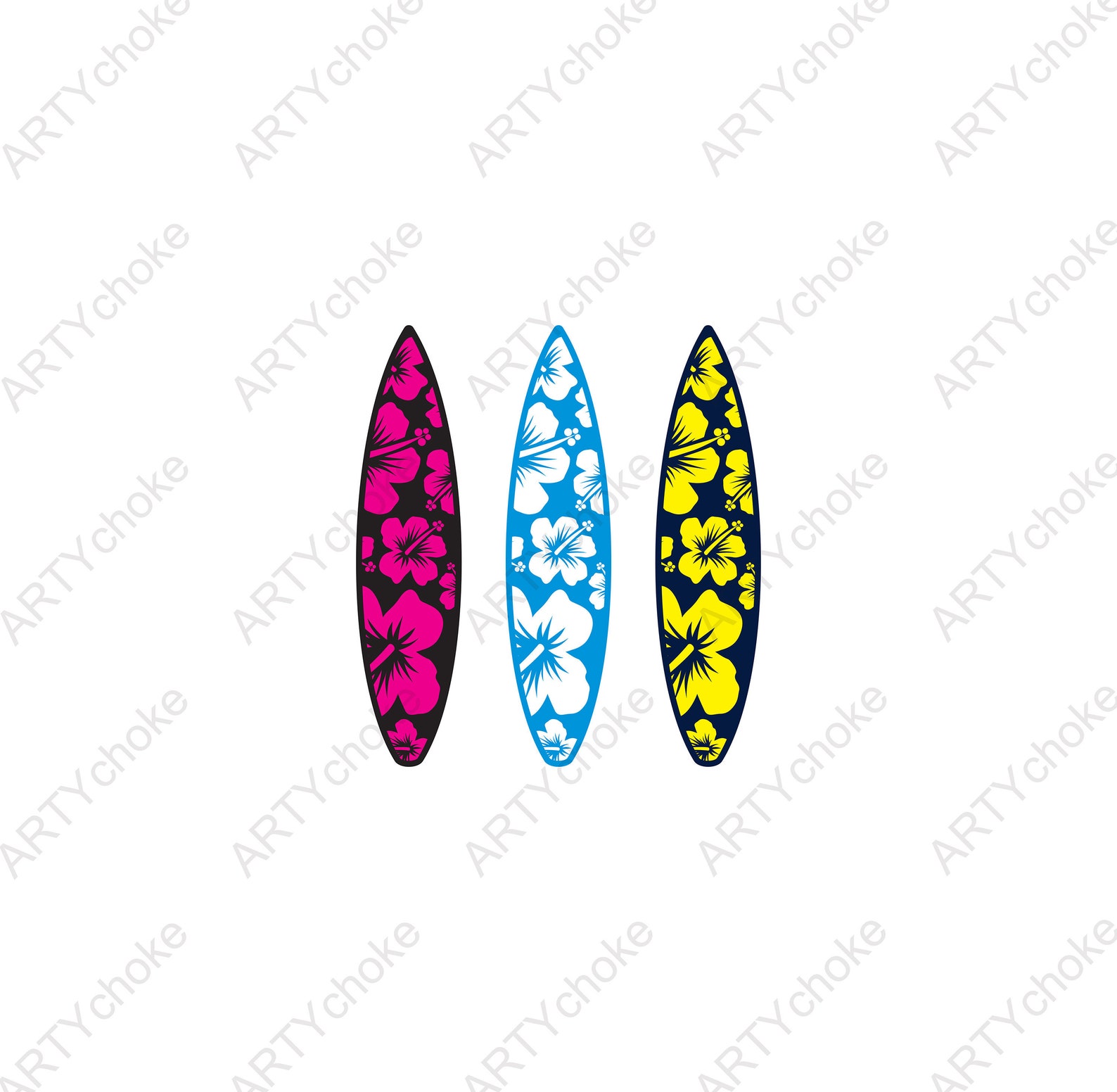 Surfboards With Flower Patterns. Files Prepared for Cricut. Etsy