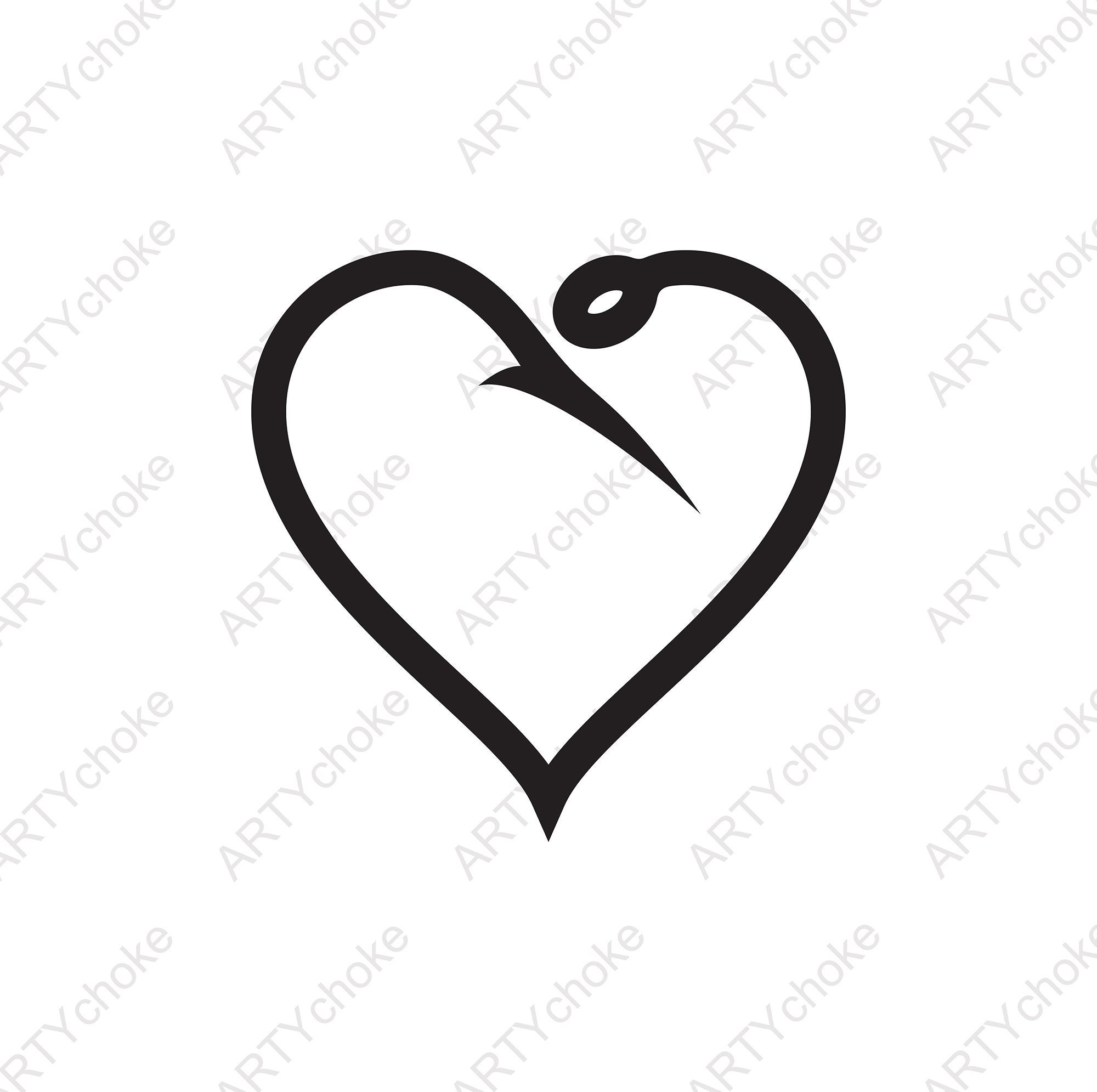 Fish Hook Heart Clip Art