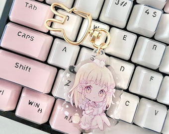 Cute Bunny Girl Reading Manga Acrylic Keychain