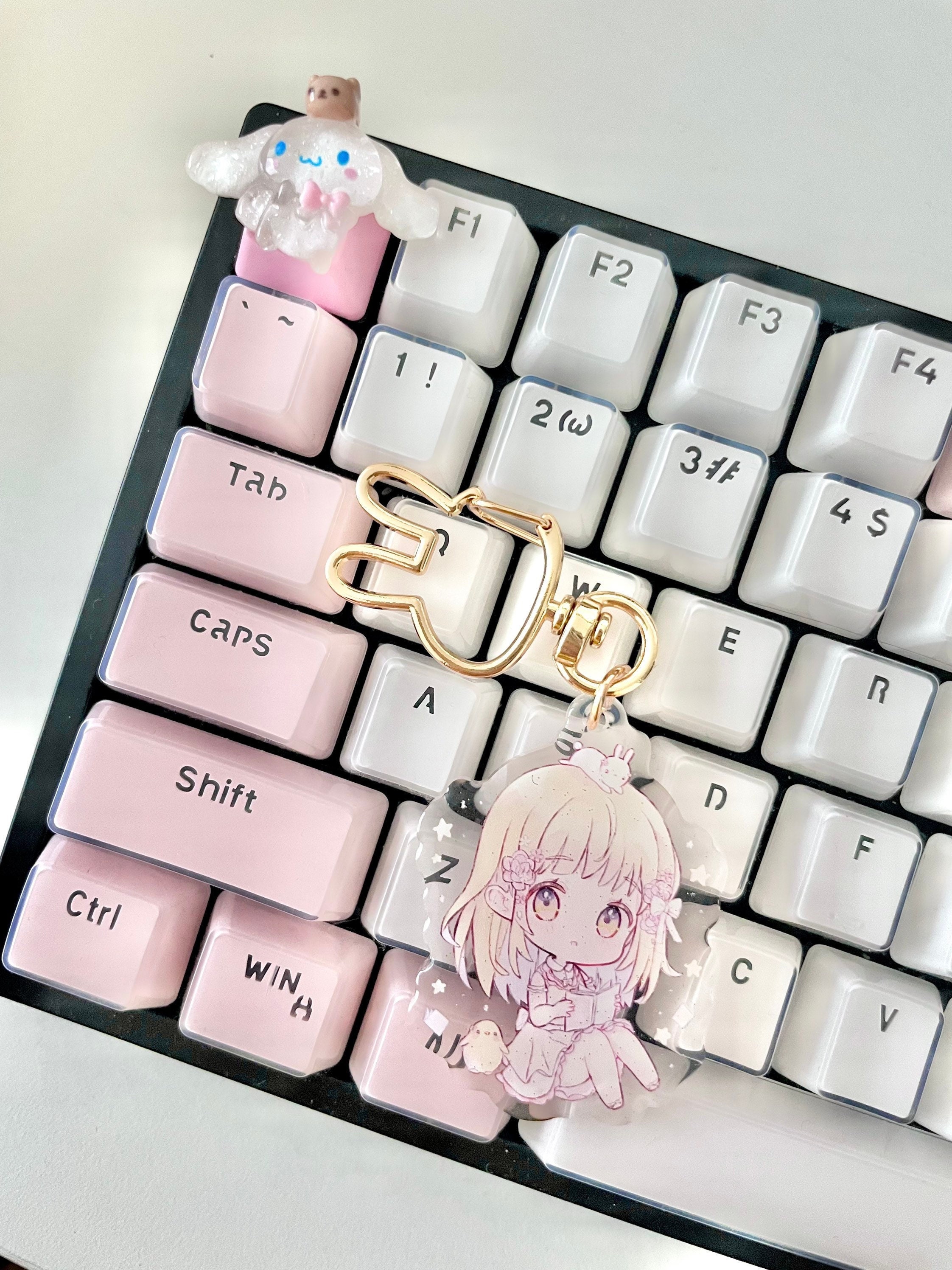Cute Bunny Girl Reading Manga Acrylic Keychain