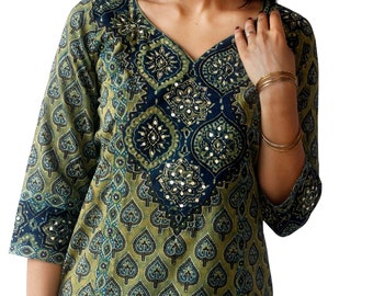 ajrakh kurta designs