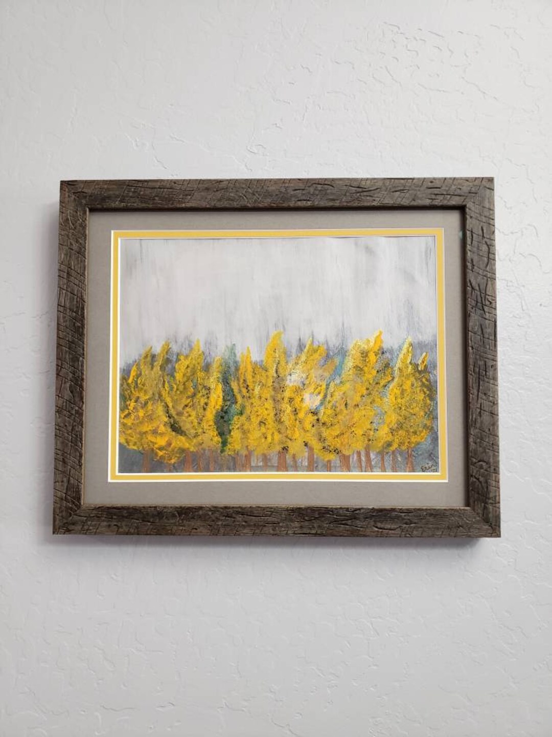 Abstract Tree Wall Artwork, Minimalist Autumn Tree Art, Yellow Tree