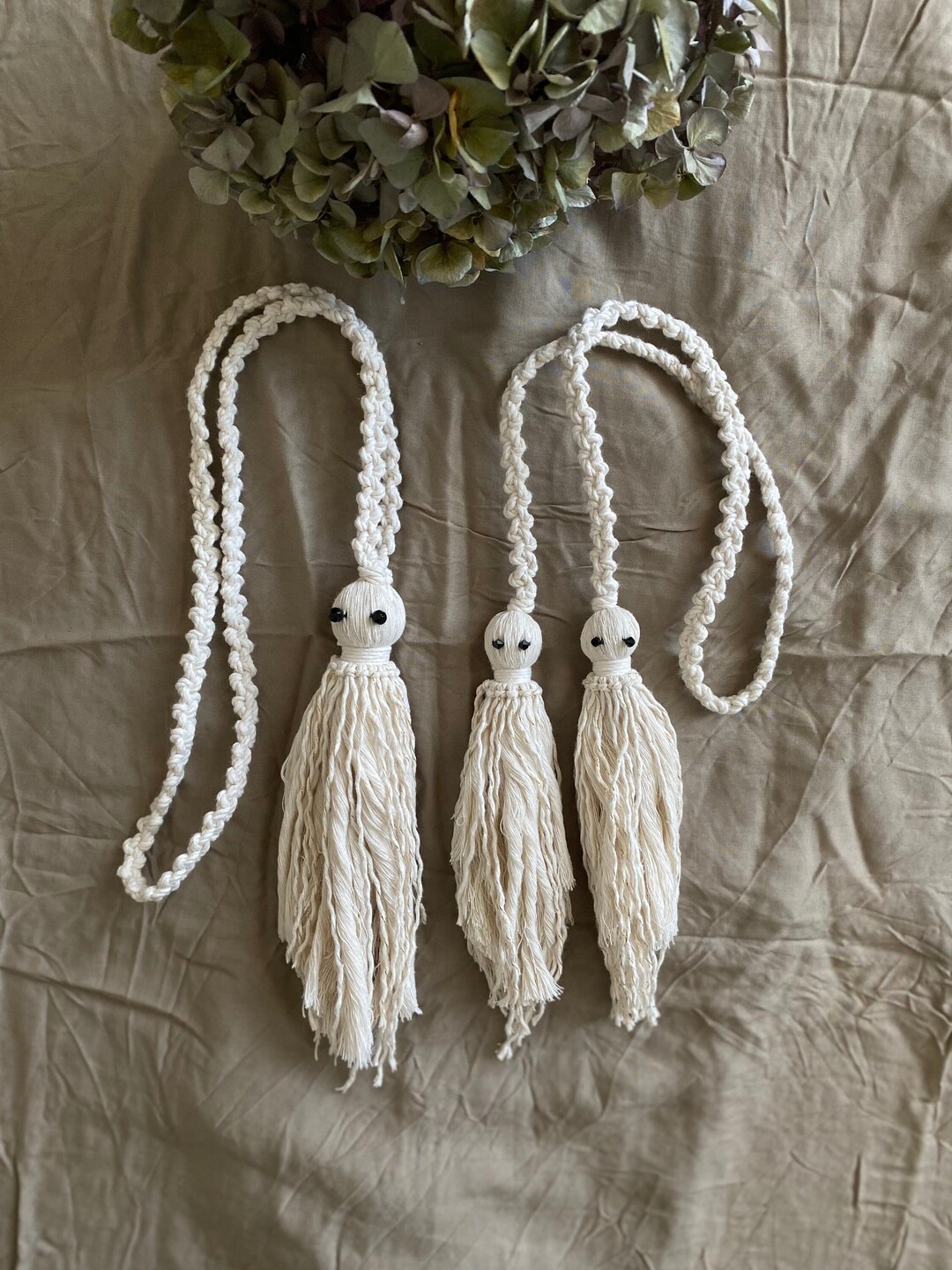 Boho Curtain Tie Backs Curtain Decor Ghost Curtain Tie Back Etsy