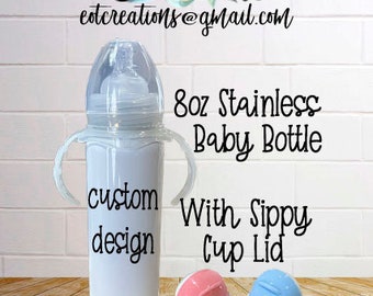 Custom Baby Bottle - 8oz Stainless Steel - Personalize