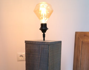 Industrial Floor Lamp - Wood - Square - Grey Wash Finish