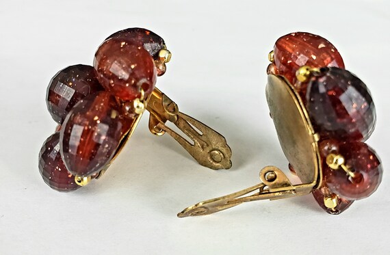 1950s Pinwheel Dark Cherry and Amber Faceted Luci… - image 3