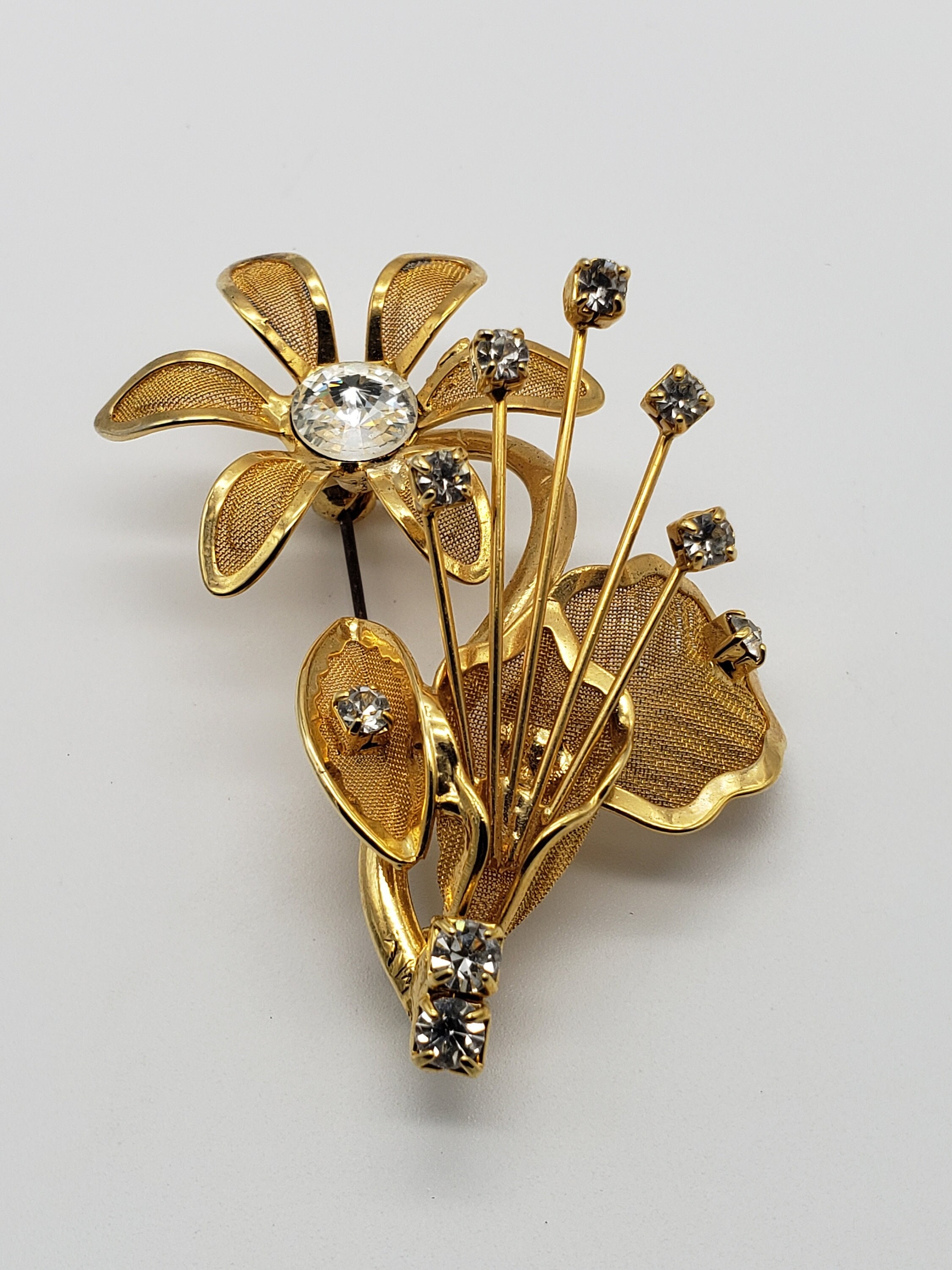 Large Golden Flower Brooch