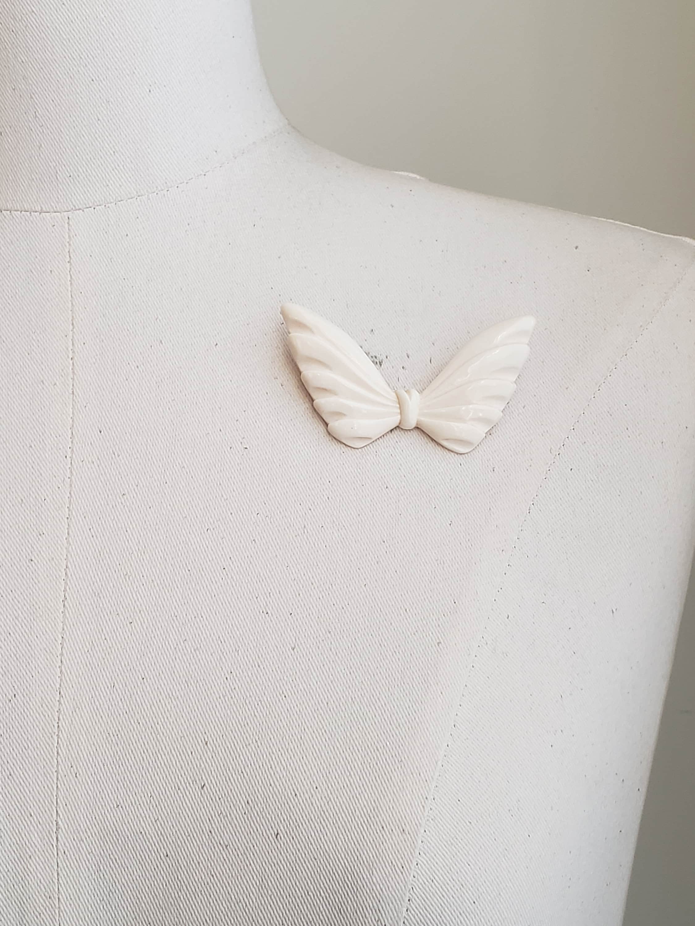 Vintage 1930's Art Deco Ivory Celluloid Bow Brooch Pin - Etsy