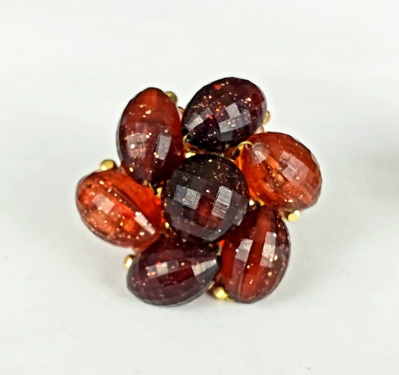 1950s Pinwheel Dark Cherry and Amber Faceted Luci… - image 4