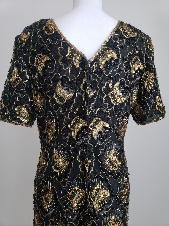 STENAY Black and Gold Beaded Dress, Vintage 1980’… - image 5