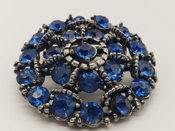 Vintage Sapphire Austrian Crystal Circle Starburs… - image 4