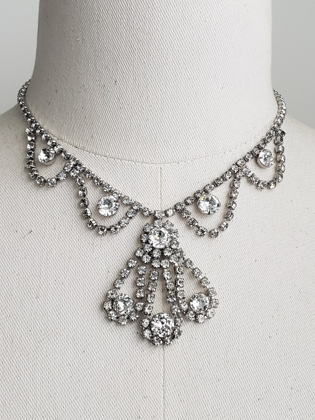 【VINTAGE HOLLYWOOD】Crystal Clip Necklace★送料・関税込 VINTAGE HOLLYWOOD】Crystal Clip Necklace☆送料・関税込