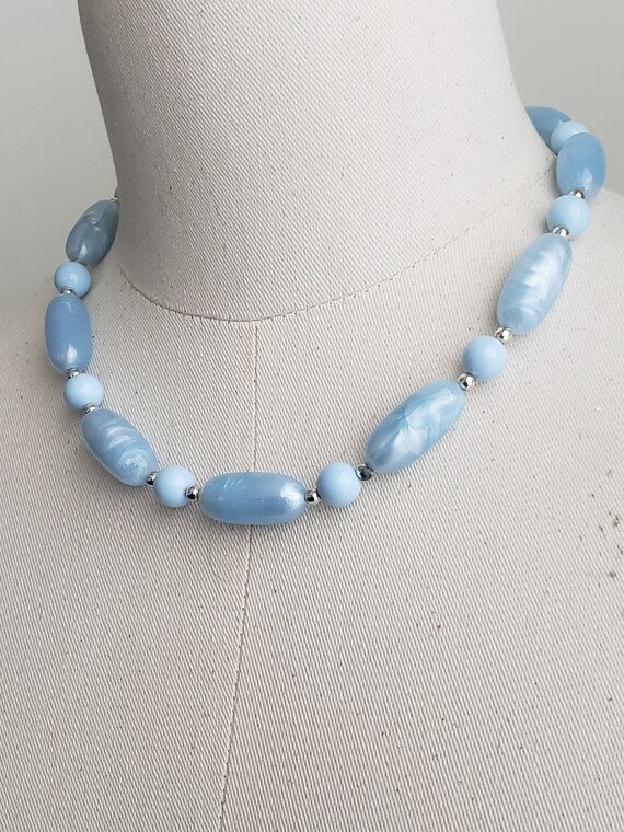 Vintage Powder Blue Marbled Swirled Pearlescent B… - image 4