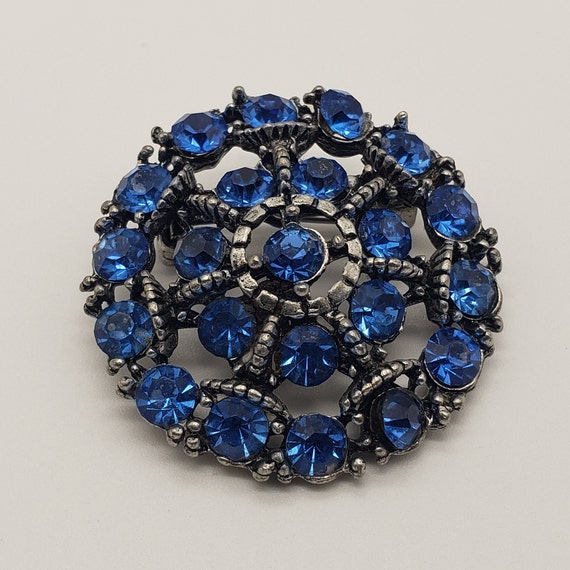 Vintage Sapphire Austrian Crystal Circle Starburs… - image 2