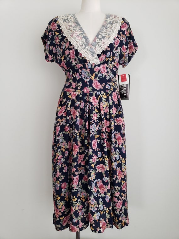 1980s Does 1940s Day Dress, Vintage E.D. Michaels… - image 1