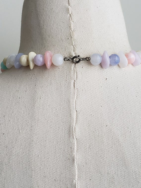 Vintage Marbled Pastel Chunky Beaded Necklace, Co… - image 5