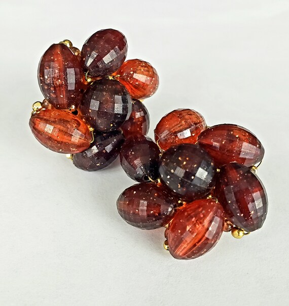 1950s Pinwheel Dark Cherry and Amber Faceted Luci… - image 2