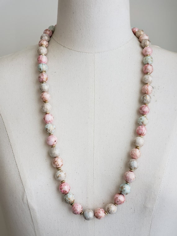 Vintage Ivory Pastel Pink And Mint Green Chunky Be