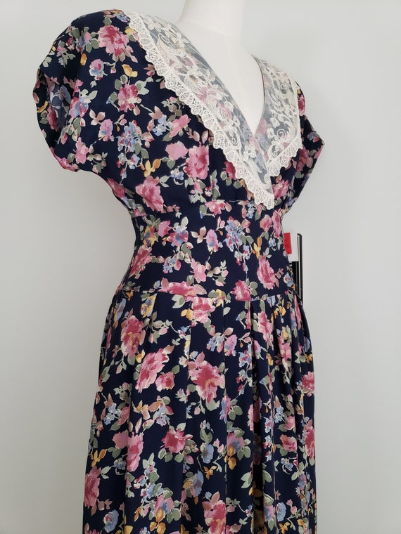 1980s Does 1940s Day Dress, Vintage E.D. Michaels… - image 6
