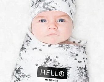 black floral swaddle