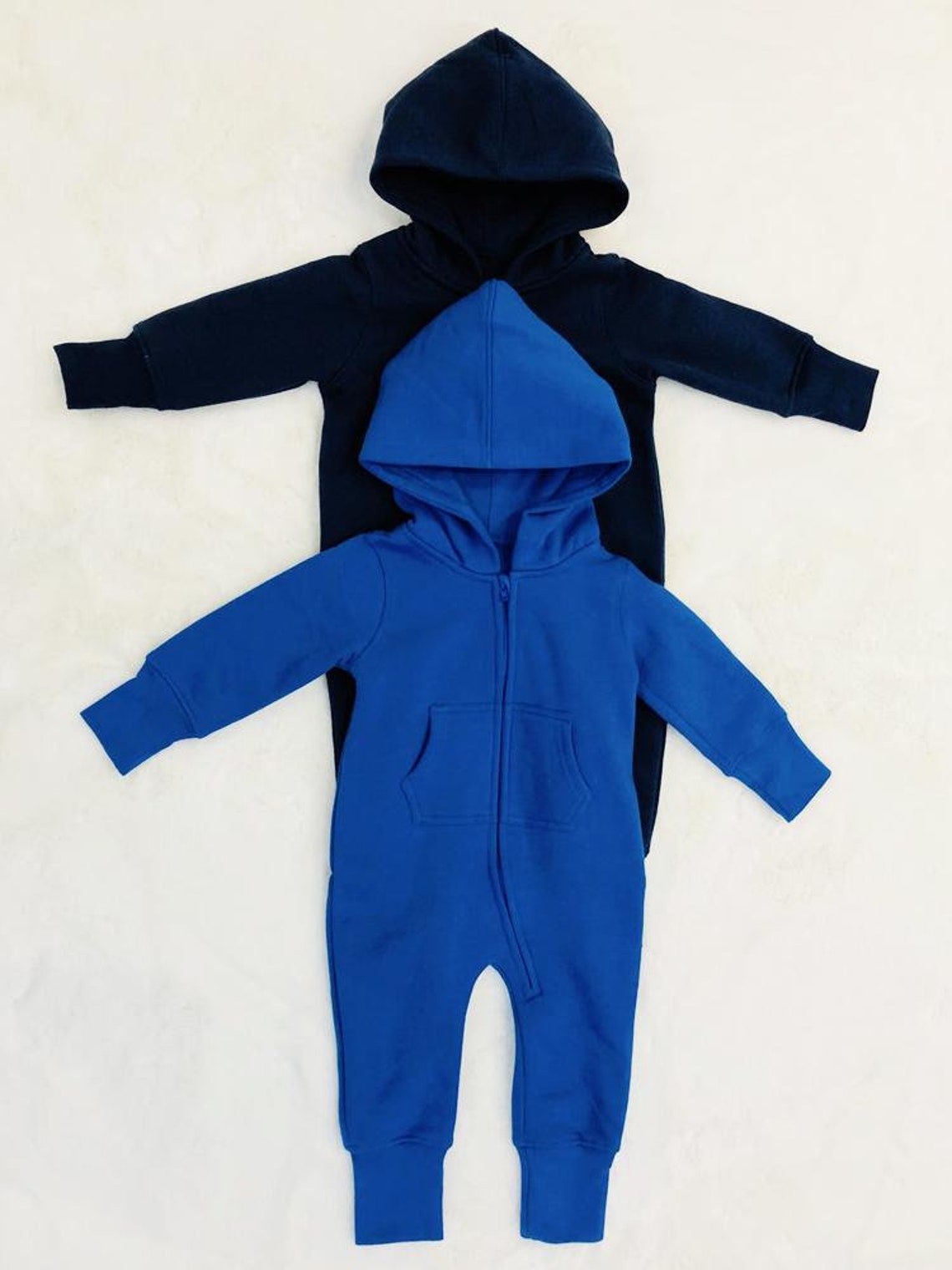 Royal Blue Hooded Fleece Baby Toddler Onesie Everyday Etsy