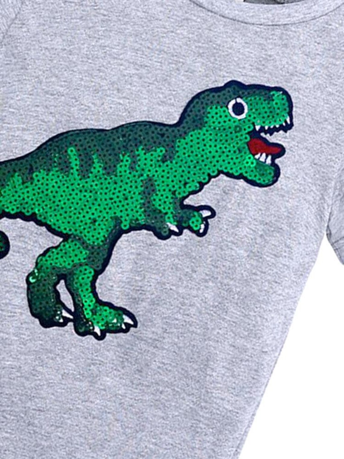 Kids Sequin Dinosaur Grey T-Shirt | Etsy