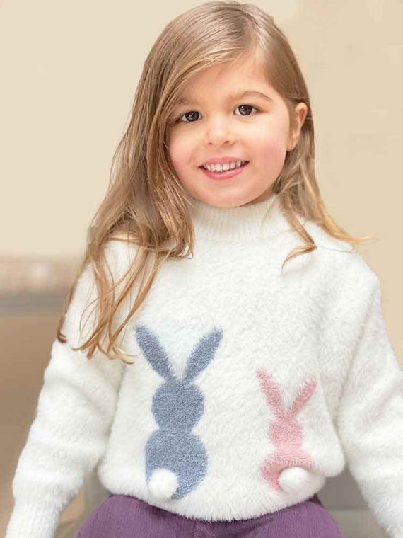 Girls Angora Fluffy Bunnies Jumper 