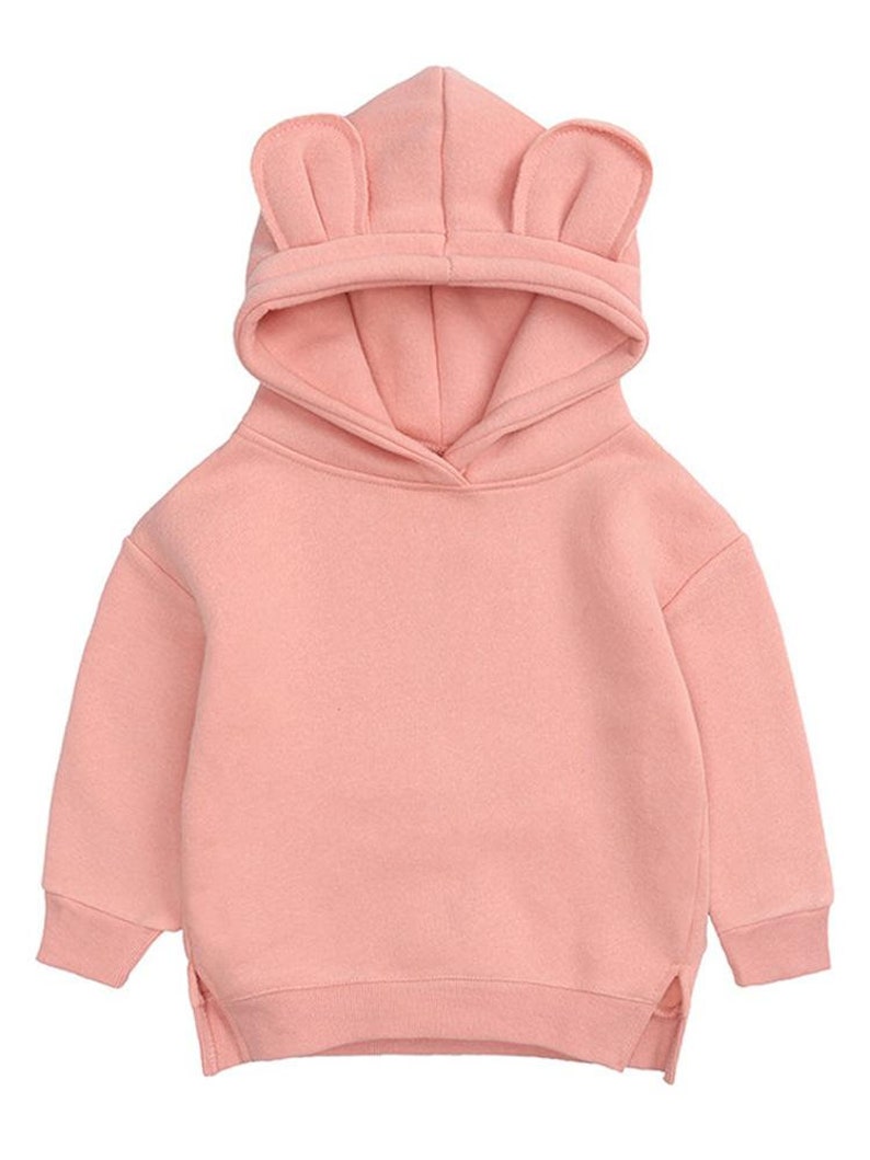 Animal Ears Hooded Sweatshirt Pink Etsy UK