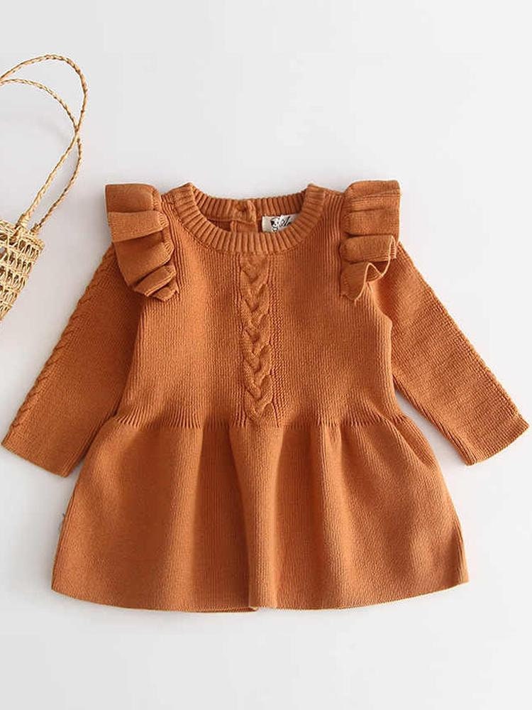 Little Girls Burnt Orange Jumper Dress 