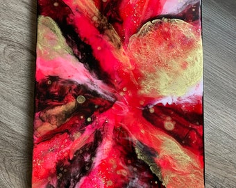 Stargate | astral realm inspired artwork, original artwork, red and black wall art, eclectic decor, bold interior decor, hippy artwork