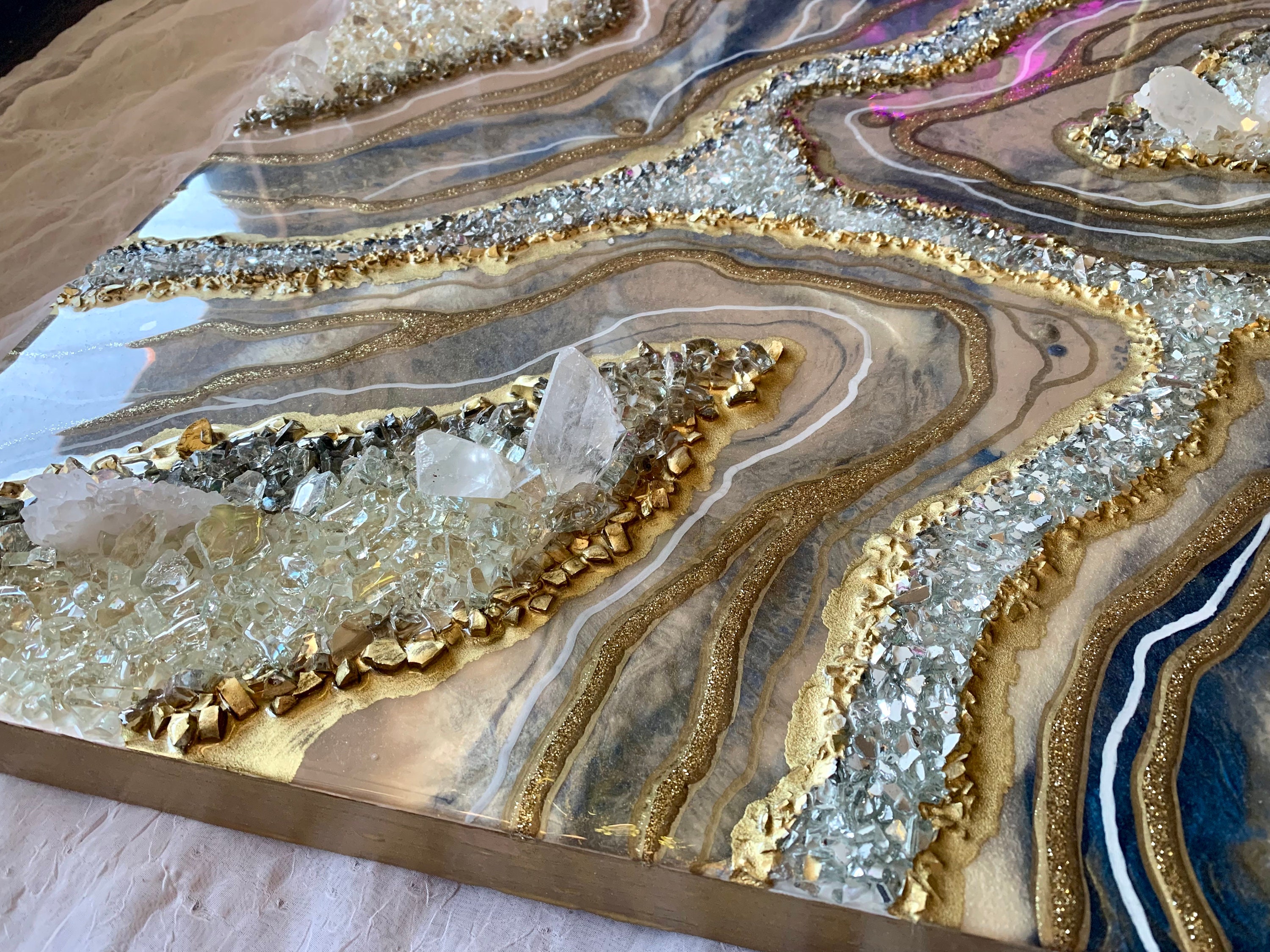 Epoxy Resin Crystal Geode Wall Art | Handmade Resin Geode Decor ...