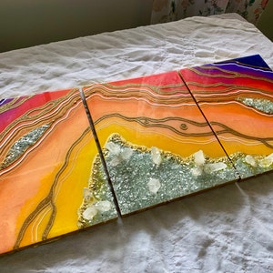 Epoxy Resin Crystal Geode Wall Art | Handmade Resin Geode Decor | Unique Resin Wall Hanging | Crystal Geode Artwork | Custom Resin Art
