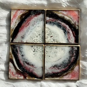 Agate geode inspired coaster set | handmade glam coaster set | handmade resin coasters | set of 4 handmade coasters | handmade homewares