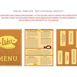 Szablon menu restauracji Luke's Diner