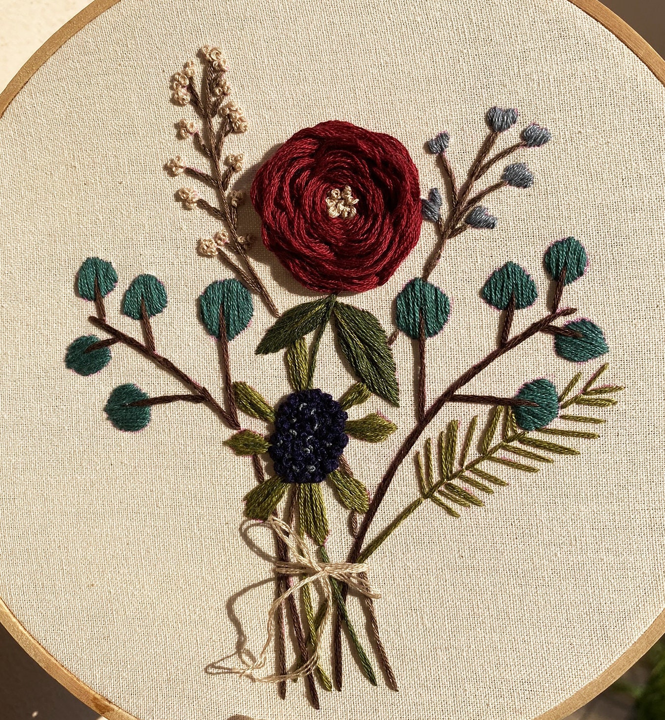Floral Bouquet Embroidery Pattern, Thistle Embroidery, Hoop Art Flowers ...
