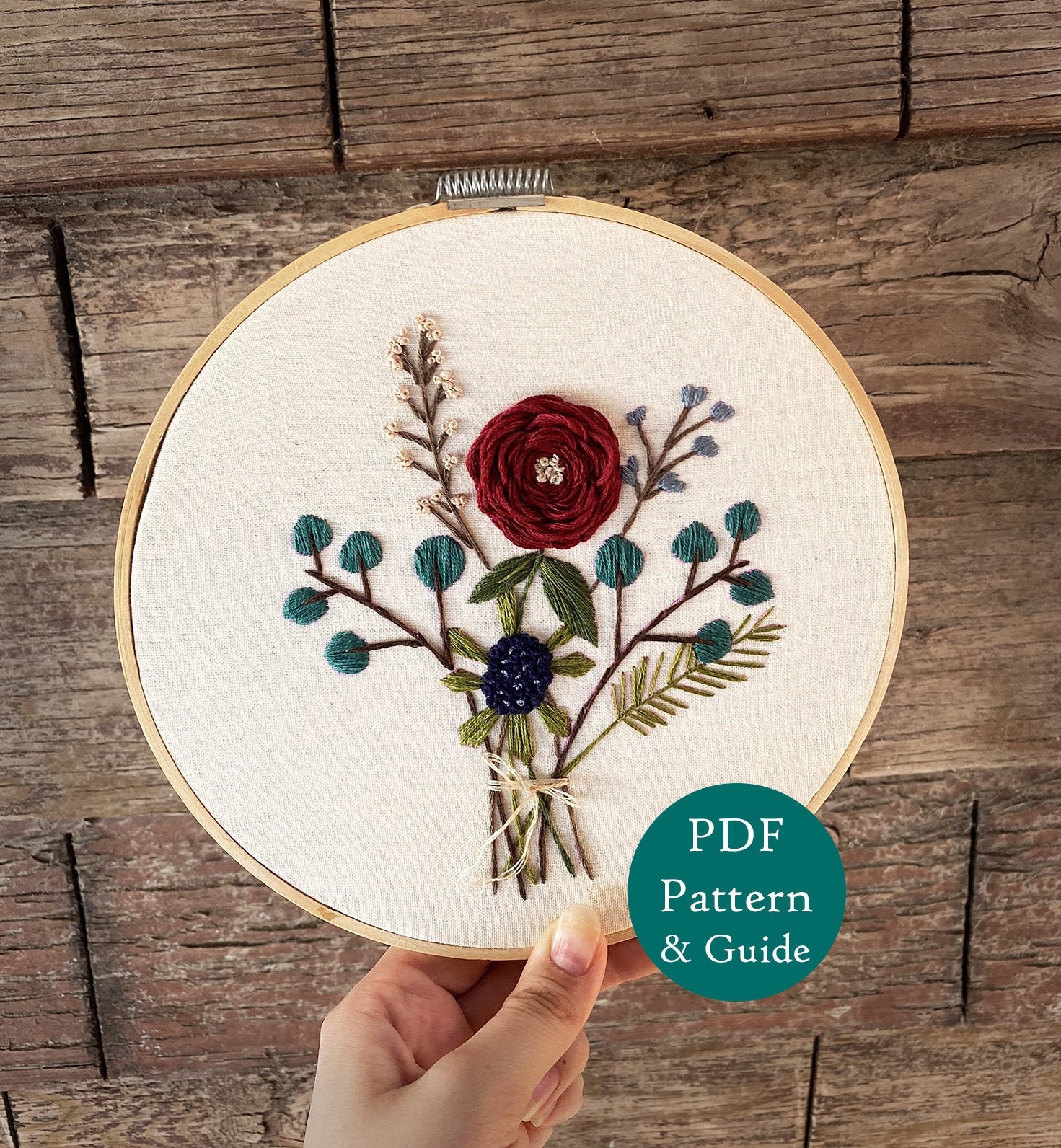 Floral Bouquet Embroidery Pattern, Thistle Embroidery, Hoop Art Flowers ...