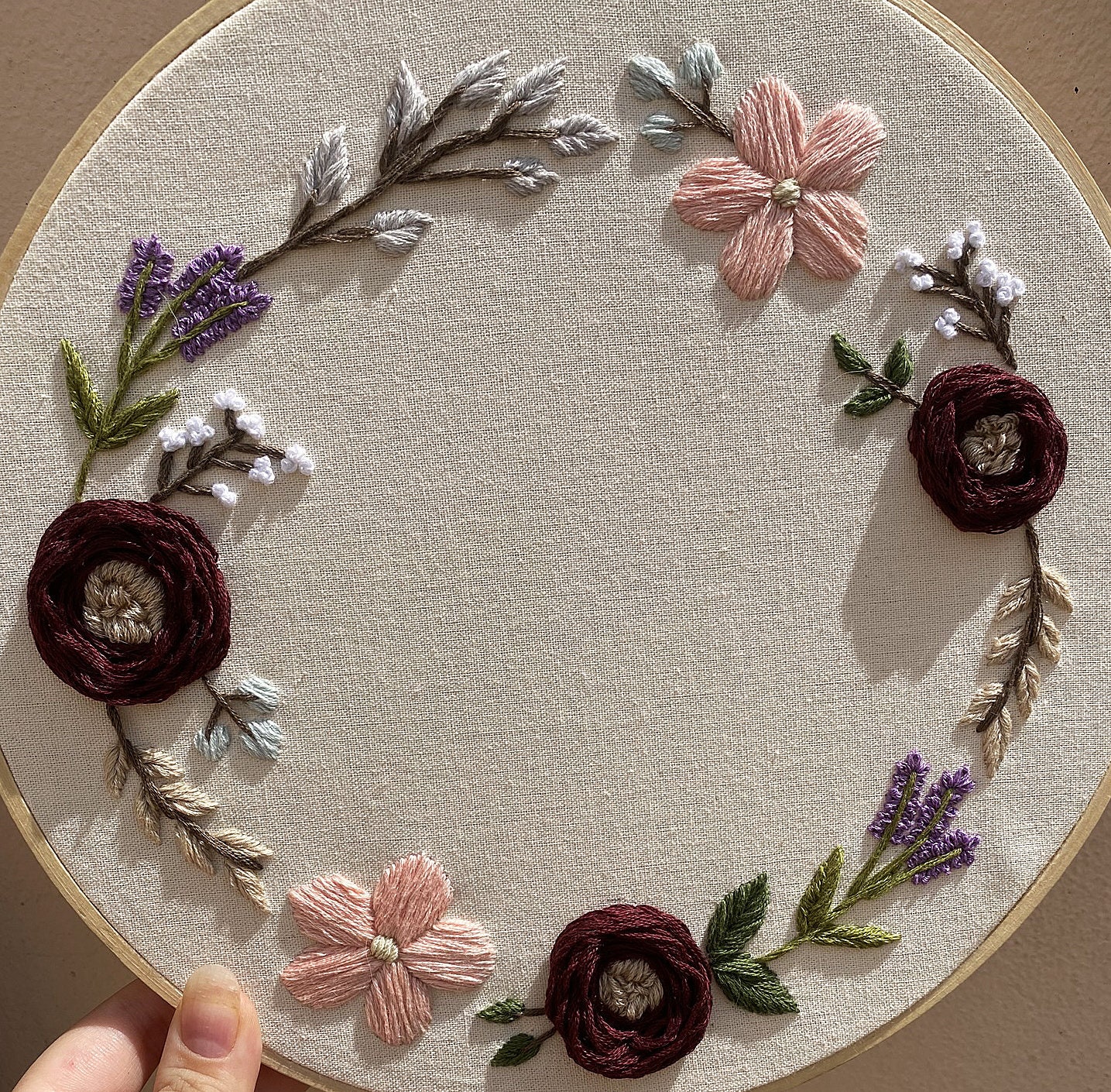 Floral Wreath Embroidery Pattern, Hoop Art Flowers, Embroidery Gift Idea,  PDF Design, Modern Home Decor DIY, Embr…