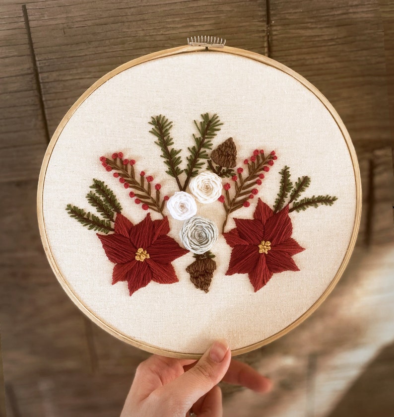 Poinsettia Hand Embroidery Pattern PDF Digital Embroidery - Etsy