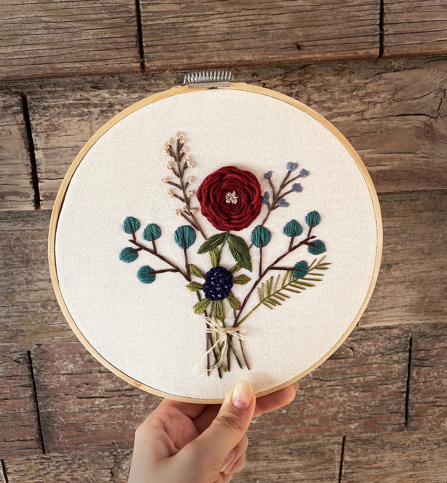 Floral Bouquet Embroidery Pattern, Thistle Embroidery, Hoop Art Flowers ...