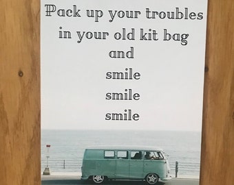 Pack Up Your Troubles In Your Old Kit Bag And Smile Song Lyrics Print | Vintage Song Lyric Print |  George Powell 1900s Songs WW1 Song Print