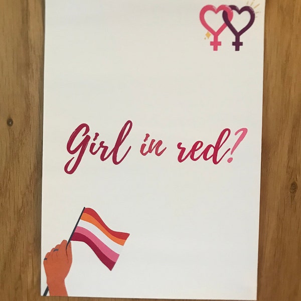 Fille dans l’affiche rouge | Do You Listen To Girl In Red wlw Art - France | Fille dans merch rouge | Citations lesbiennes | Lesbian Pride Art - France | Affiche lesbienne bisexuelle