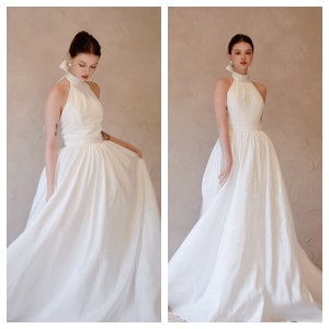 Satin ballgown bridal dress with halter neck| Grand satin wedding dress with halter neck| Ball gown bridal dress