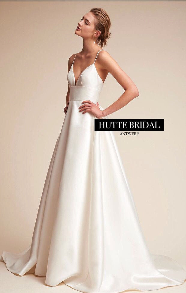 Satin A-line Wedding Dress| Spaghetti Strap Satin Bridal Gown| Elegant A- line Satin Wedding Gown| Minimalist Satin Wedding Dress - Etsy
