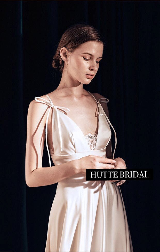 Simple Satin A-line Wedding Dress Spaghetti Straps