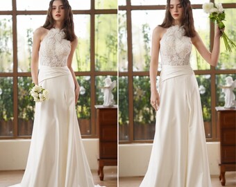 Elegant Mermaid Style Wedding Dress | Vintage Lace & Satin Design | Mermaid bridal Gown | Custom Wedding Gown | Handmade Mermaid Bridal Gown