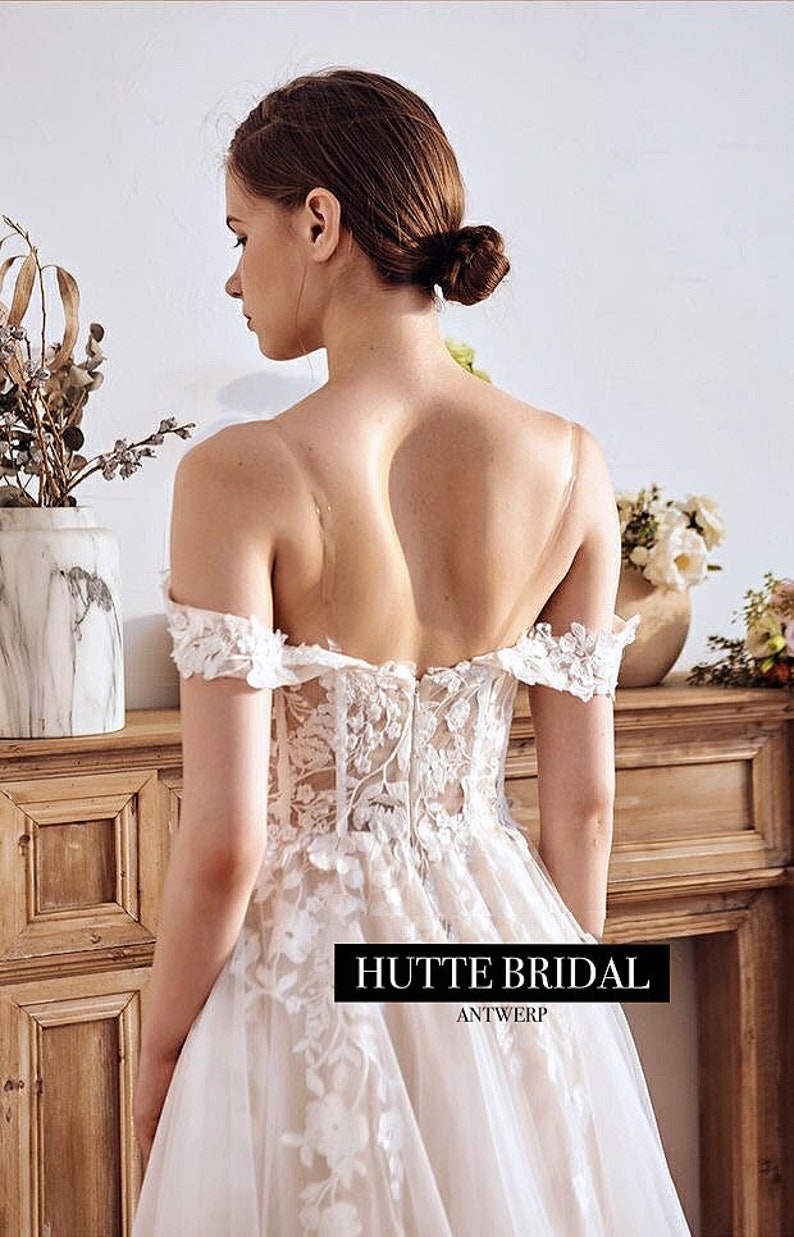 Off-Shoulder Floral Sequin Mesh A-Line Evening Gown main image 1